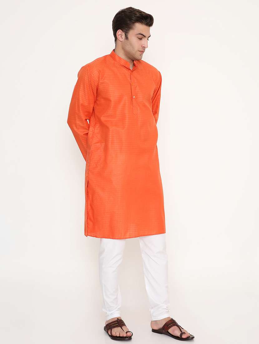 men self design mandarin neck long kurta - 22068403 -  Standard Image - 3