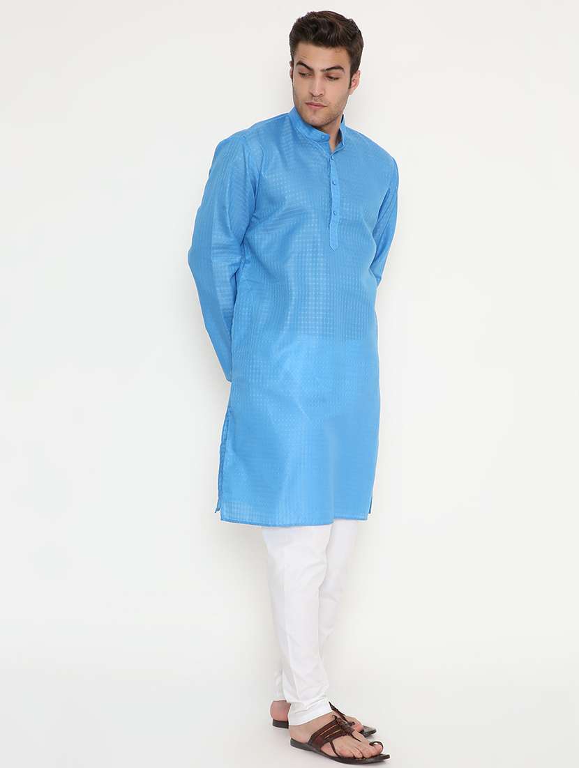 men self design mandarin neck long kurta - 22068405 -  Standard Image - 3