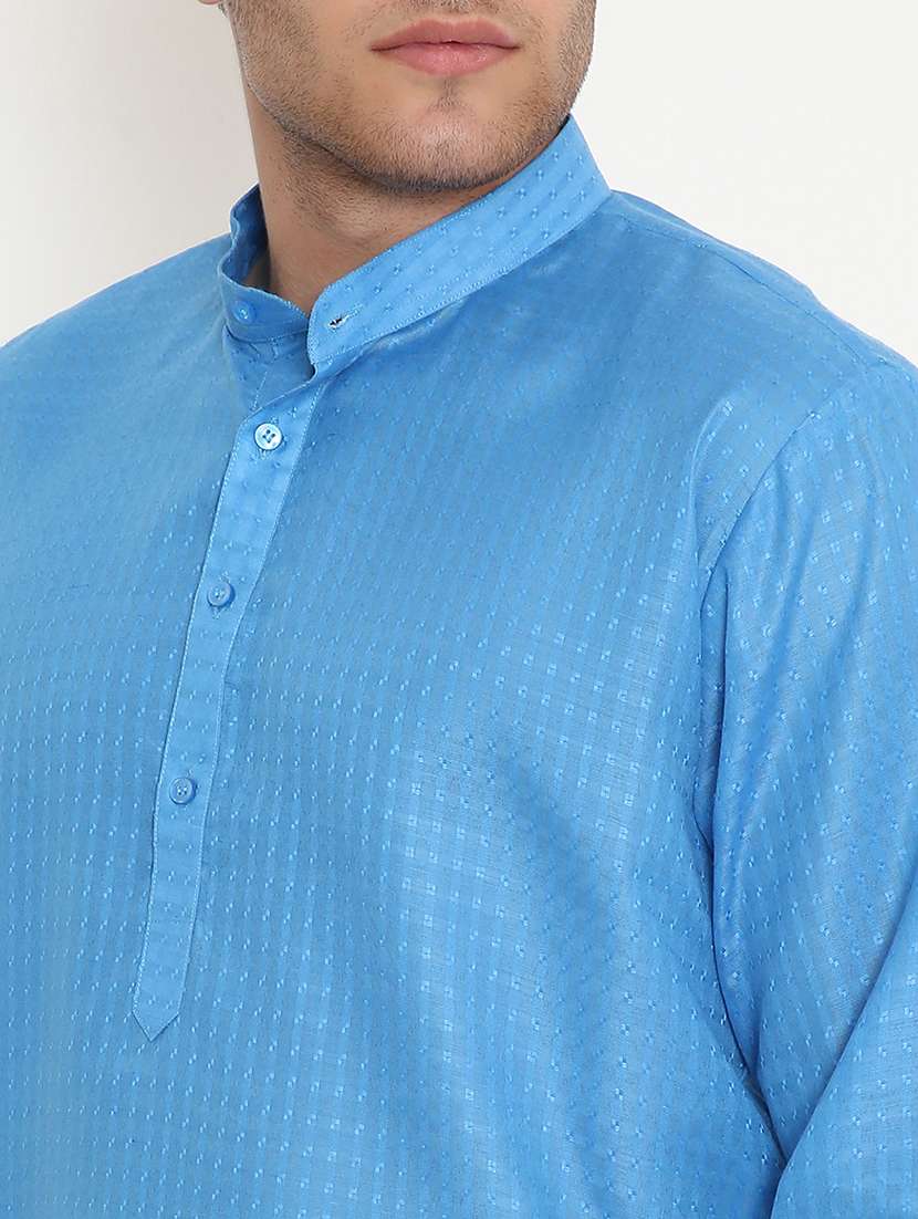 men self design mandarin neck long kurta - 22068405 -  Standard Image - 5