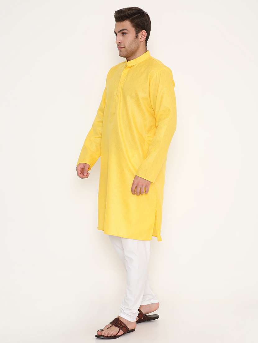 men self design mandarin neck long kurta - 22068406 -  Standard Image - 3