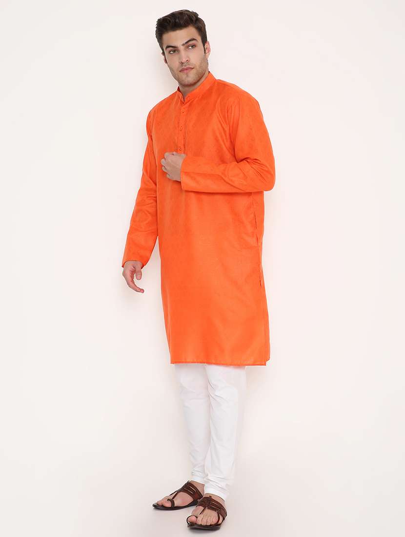 men self design mandarin neck long kurta - 22068407 -  Standard Image - 3