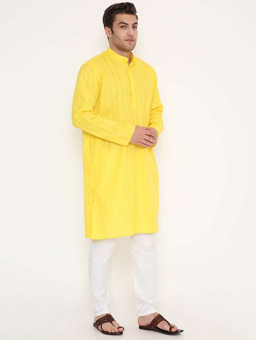 men self design mandarin neck long kurta - 22068409 -  Standard Image - 3
