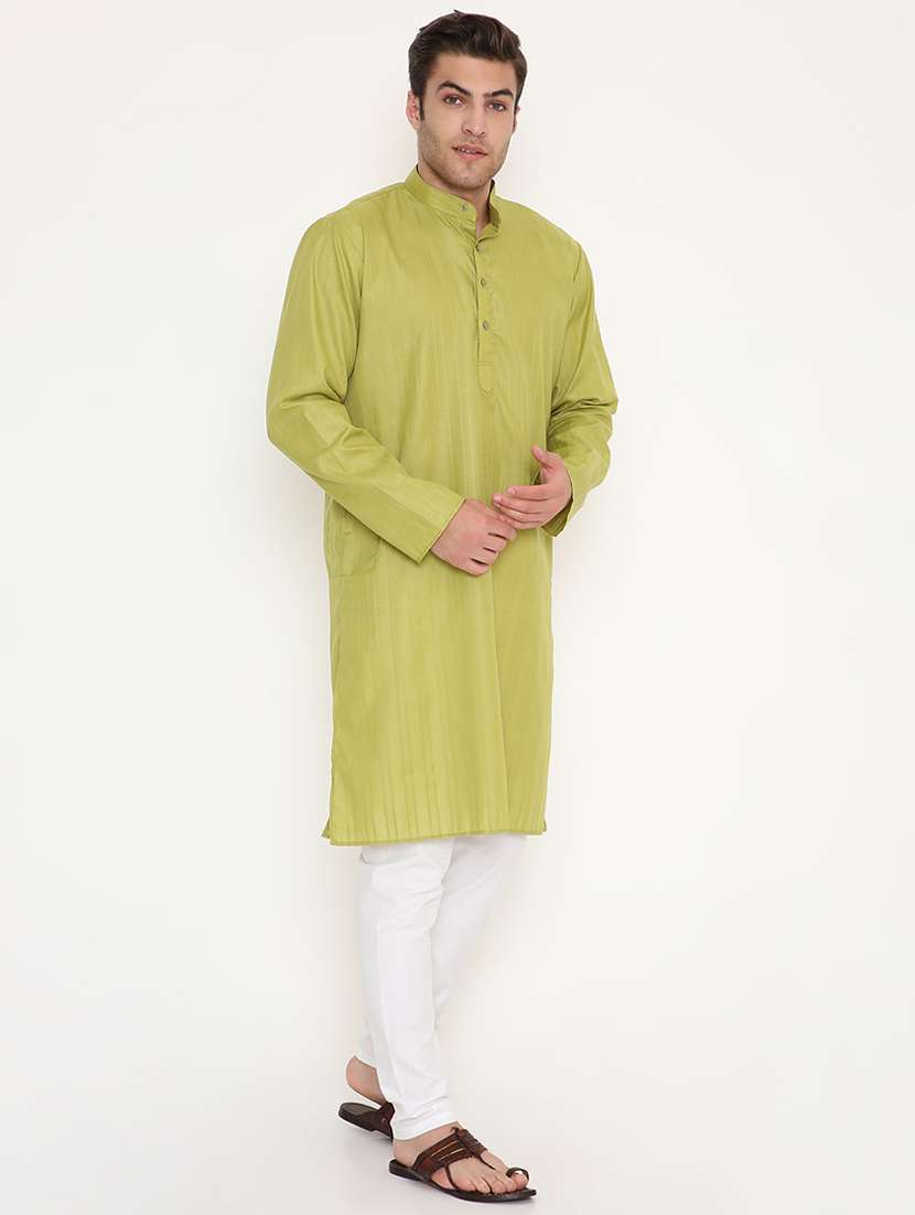 men self design mandarin neck long kurta - 22068410 -  Standard Image - 3