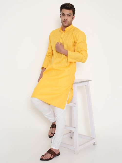 men self design mandarin neck long kurta - 22068411 - Standard Image - 0