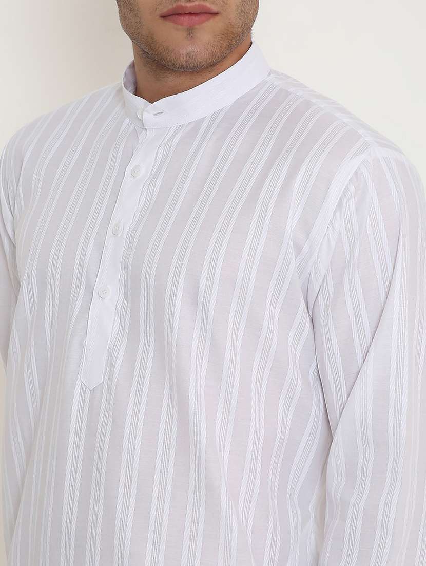 men self design mandarin neck long kurta - 22068412 -  Standard Image - 5