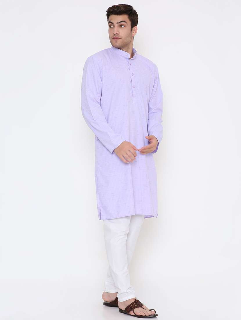 men self design mandarin neck long kurta - 22068414 -  Standard Image - 3