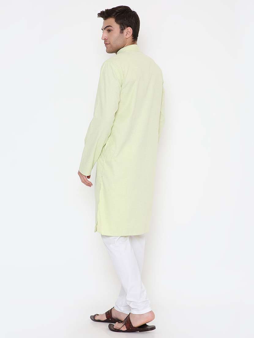 men self design mandarin neck long kurta - 22068415 -  Standard Image - 3