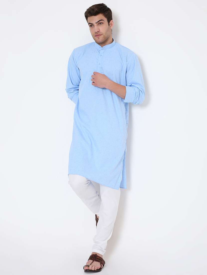 men self design mandarin neck long kurta