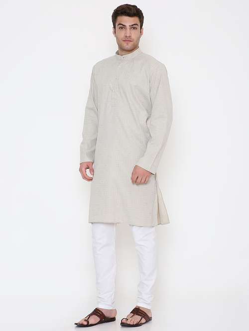 men self design mandarin neck long kurta - 22068417 -  Standard Image - 0