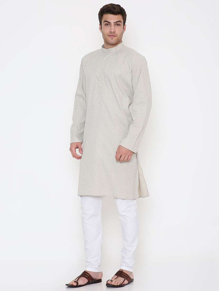 men self design mandarin neck long kurta - 22068417 -  Zoom Image - 0