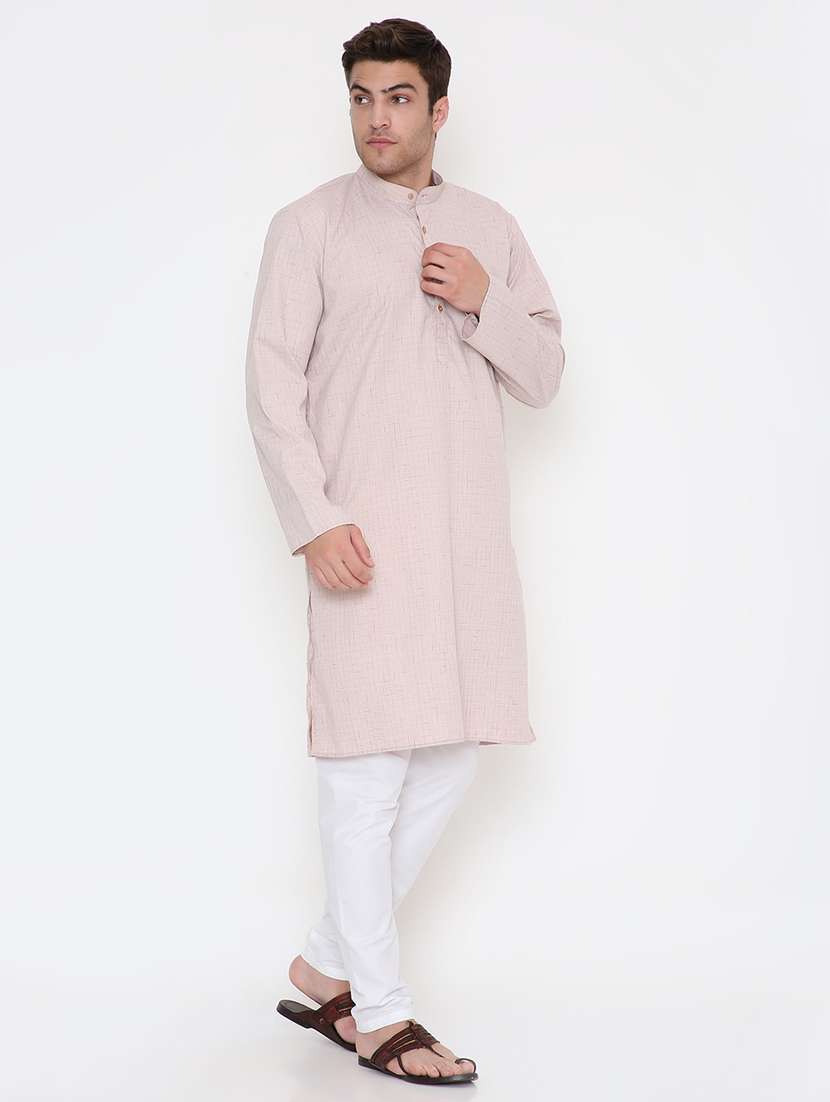 men self design mandarin neck long kurta - 22068418 -  Standard Image - 3