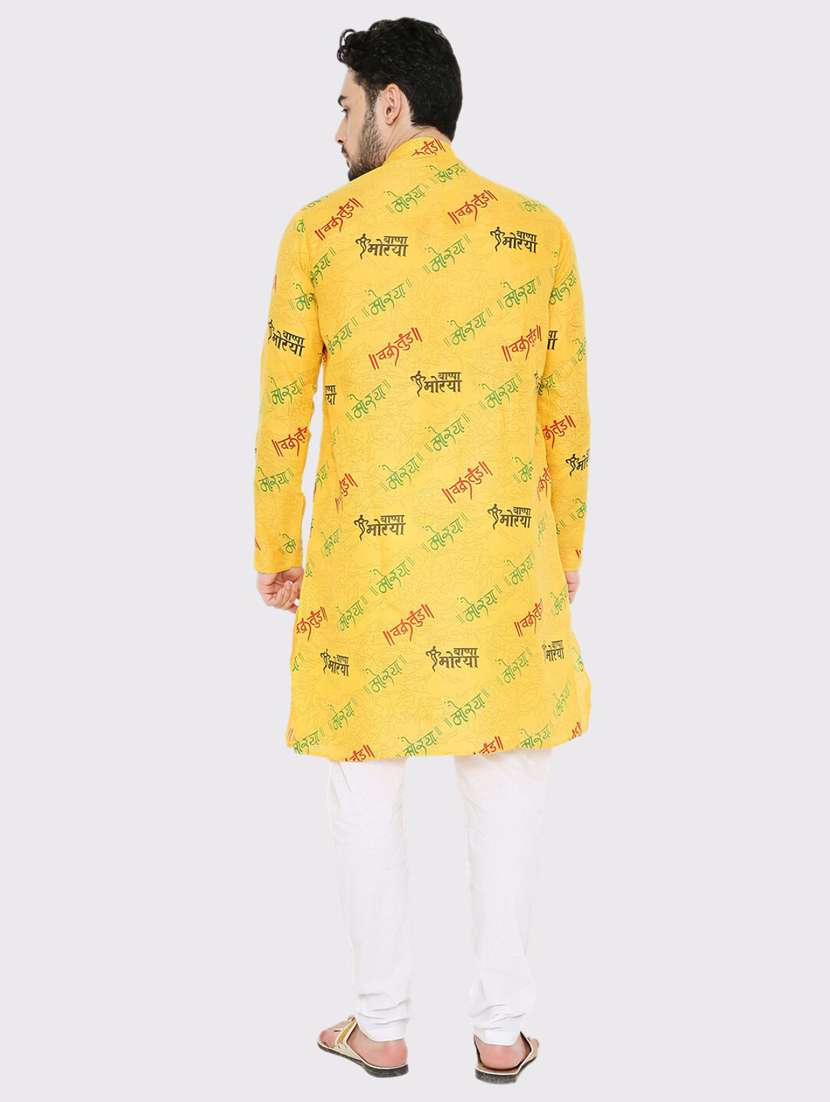men printed mandarin neck long kurta - 22068420 -  Standard Image - 3