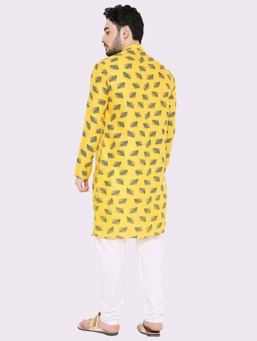 men printed mandarin neck long kurta - 22068423 -  Standard Image - 3