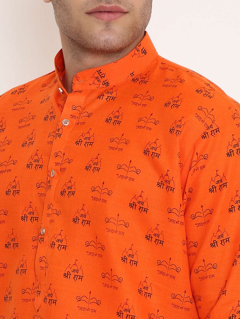 men printed mandarin neck long kurta - 22068425 -  Standard Image - 5