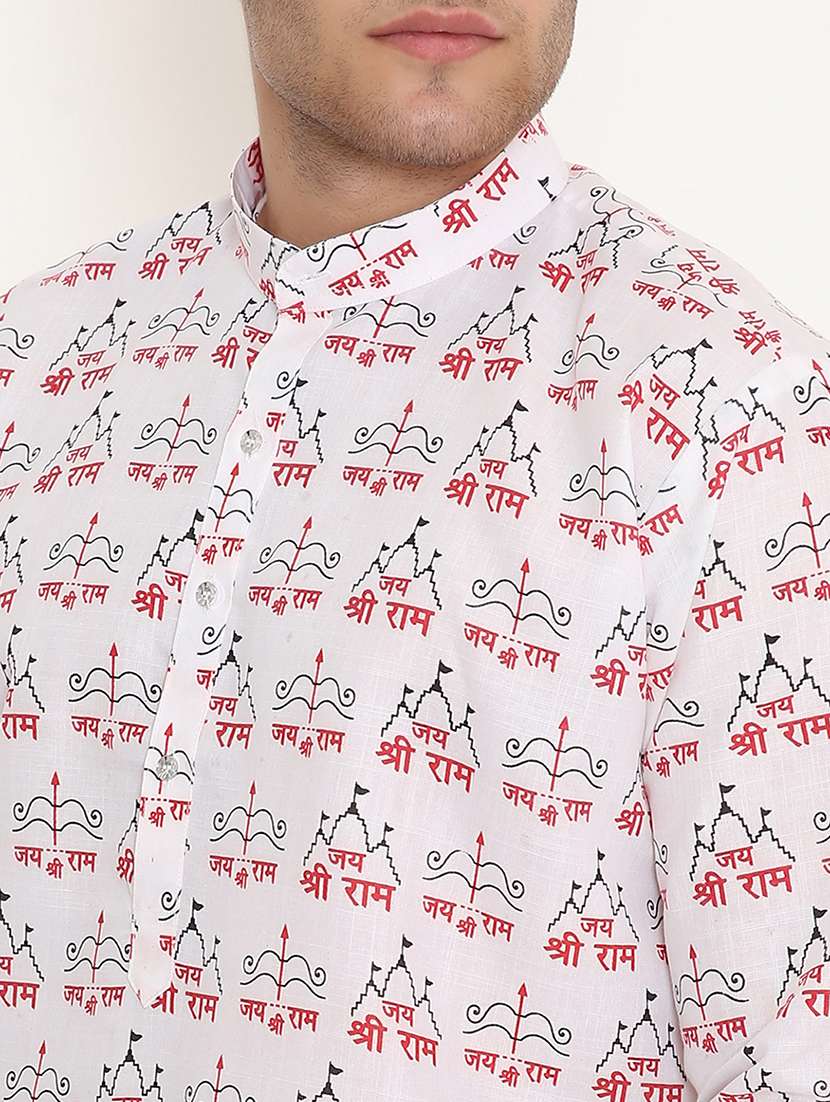 men printed mandarin neck long kurta - 22068426 -  Standard Image - 5