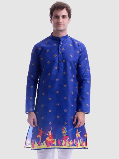 men printed mandarin neck long kurta - 22068428 -  Standard Image - 0
