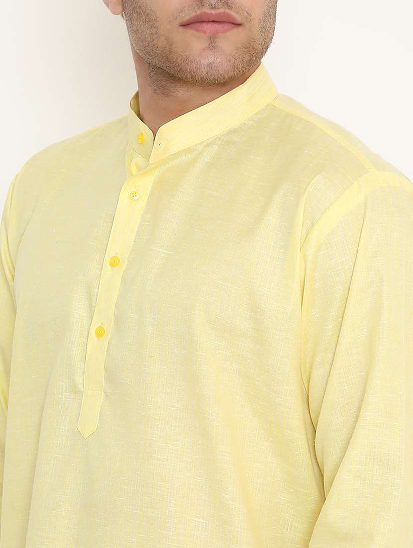 men solid mandarin neck long kurta - 22068433 -  Standard Image - 5