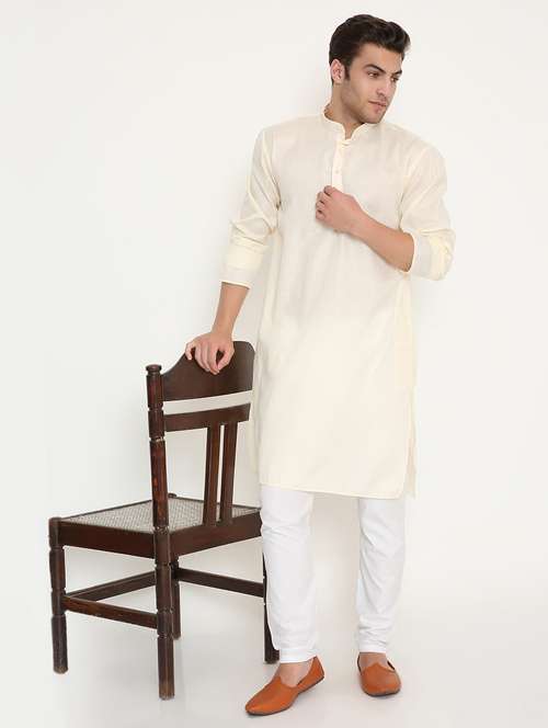 men solid mandarin neck long kurta - 22068434 -  Standard Image - 0