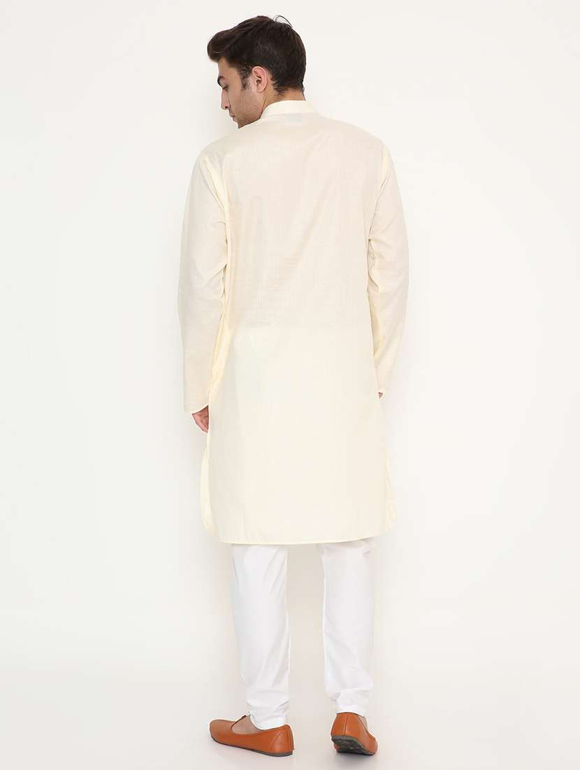 men solid mandarin neck long kurta - 22068434 -  Standard Image - 3