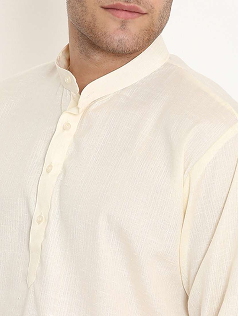 men solid mandarin neck long kurta - 22068434 -  Standard Image - 5