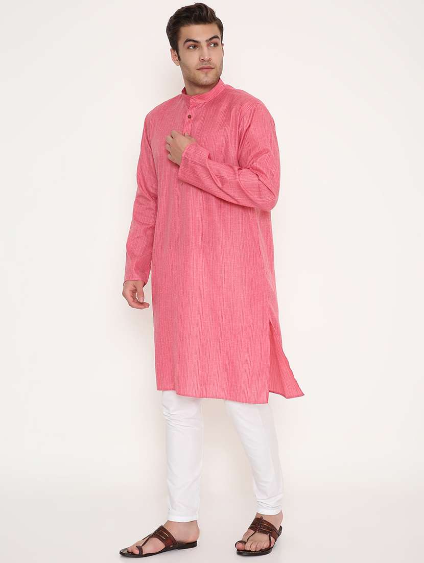 men striped mandarin neck long kurta - 22068435 - Standard Image - 3