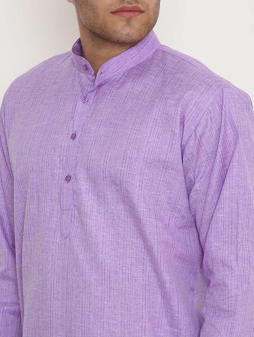 men striped mandarin neck long kurta - 22068436 -  Standard Image - 5