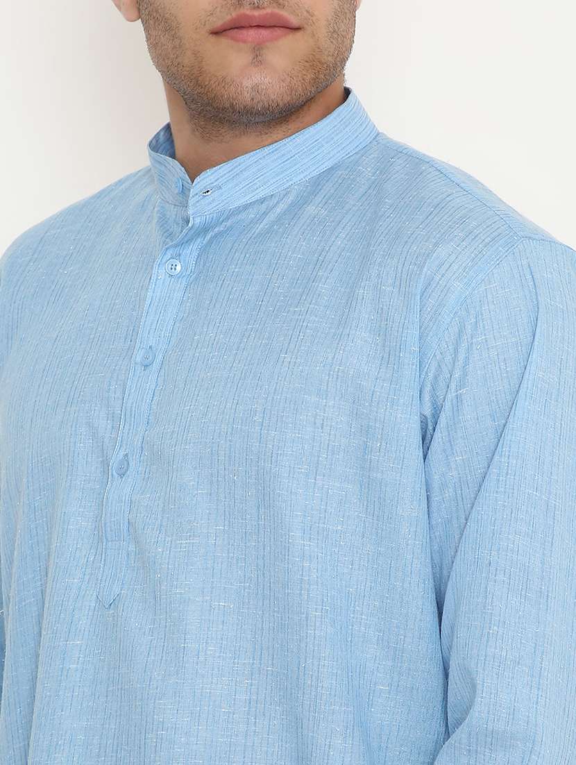 men striped mandarin neck long kurta - 22068437 -  Standard Image - 5