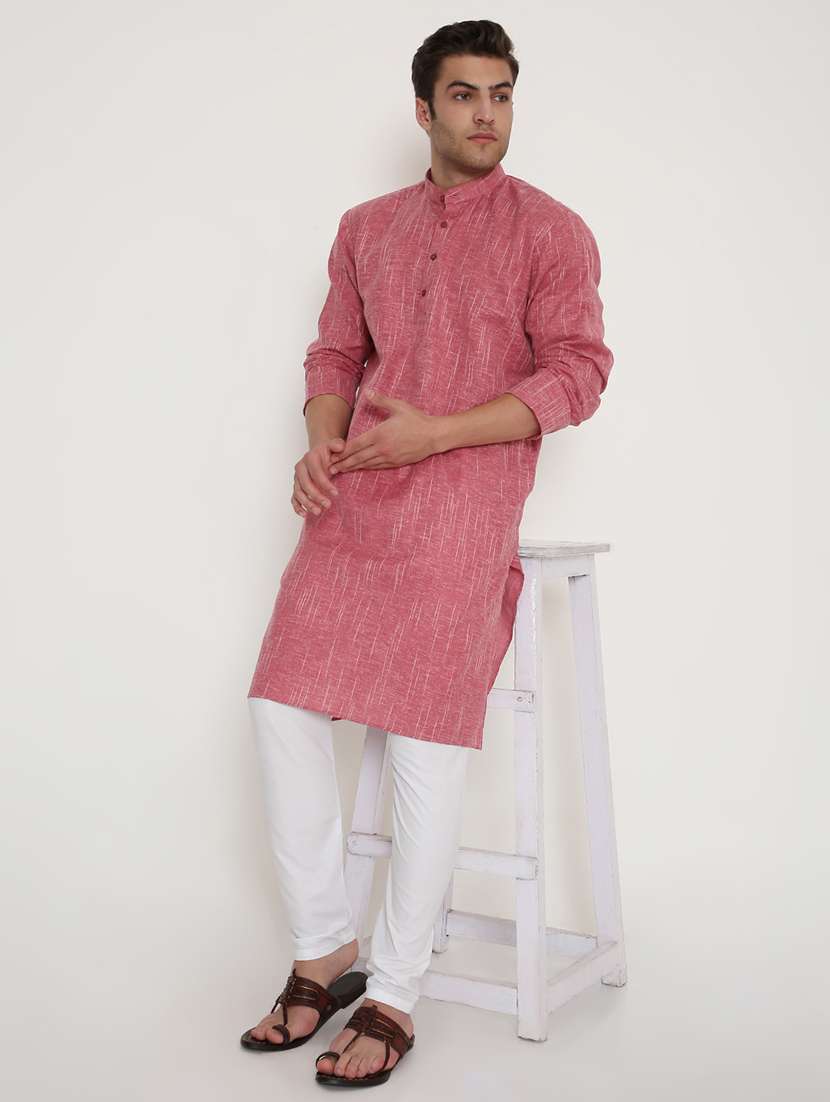 men self design mandarin neck long kurta