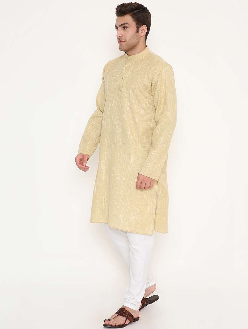 men self design mandarin neck long kurta - 22068439 -  Standard Image - 3