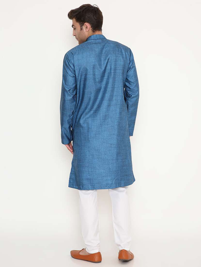 men solid mandarin neck long kurta - 22068448 -  Standard Image - 3