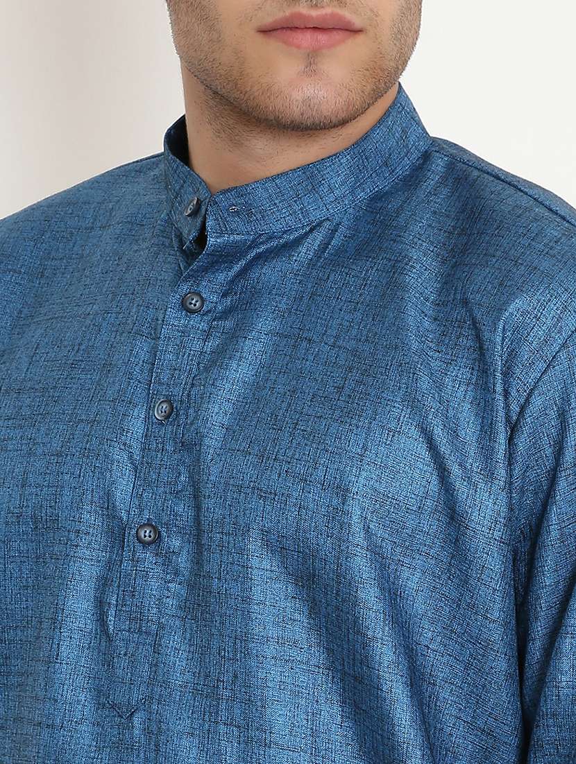 men solid mandarin neck long kurta - 22068448 -  Standard Image - 5