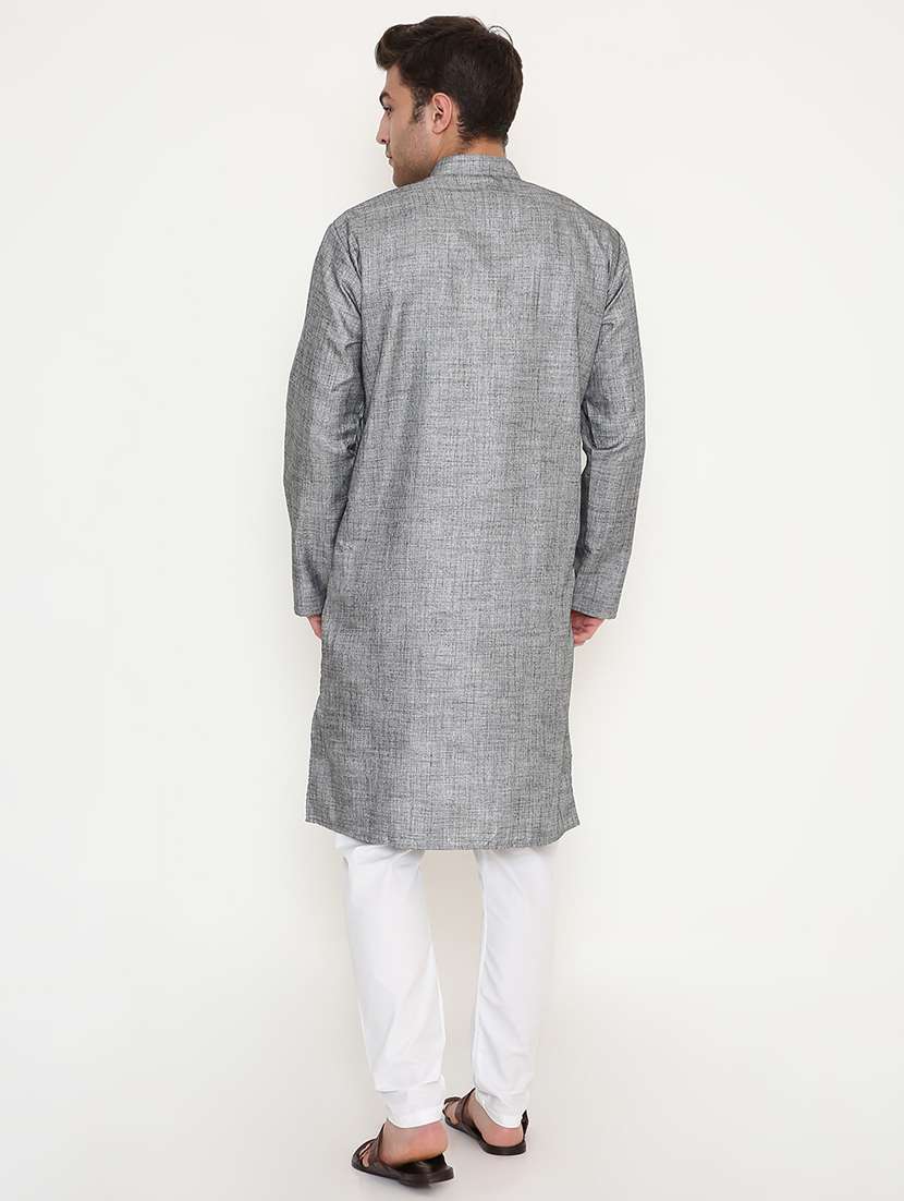 men solid mandarin neck long kurta - 22068449 -  Standard Image - 3