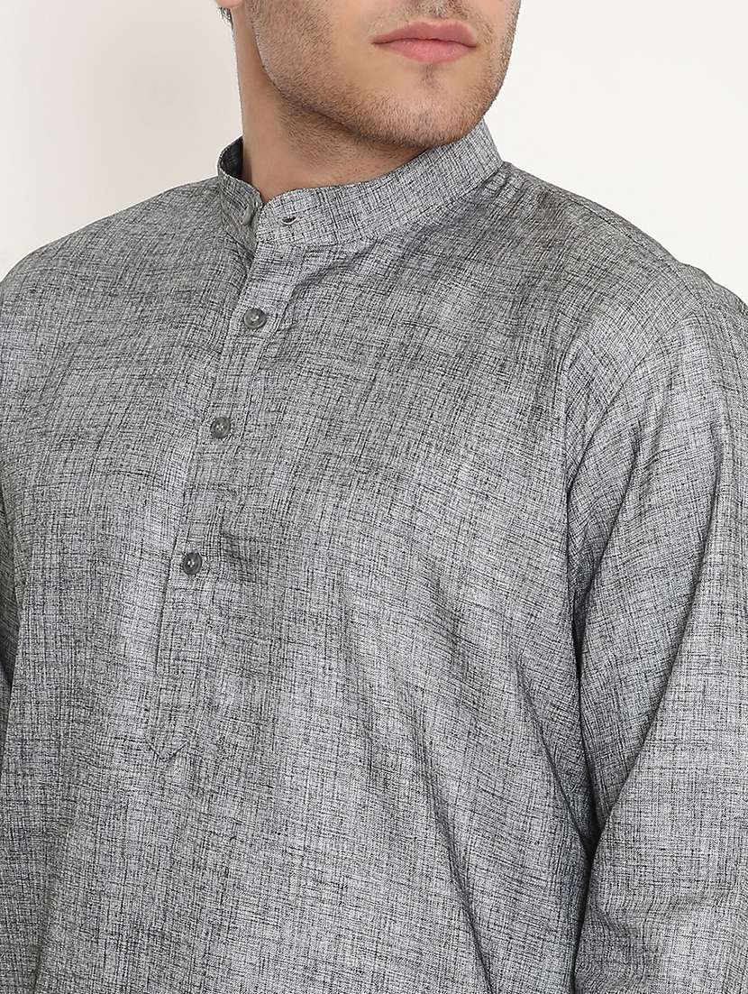 men solid mandarin neck long kurta - 22068449 -  Standard Image - 5