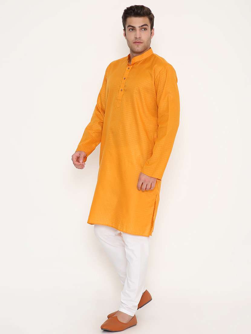 men self design mandarin neck long kurta - 22068451 -  Standard Image - 3