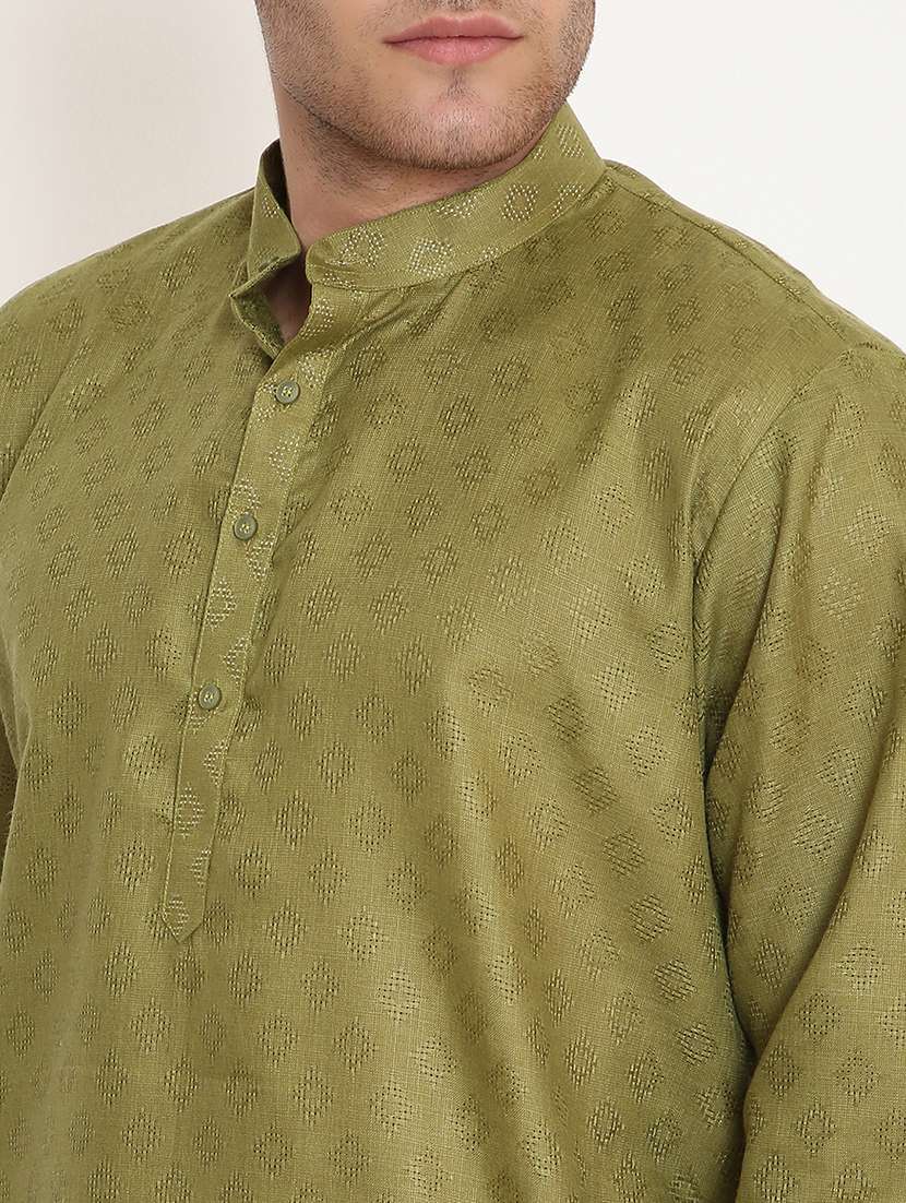 men self design mandarin neck long kurta - 22068452 -  Standard Image - 5