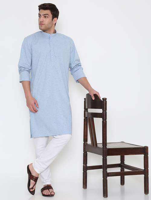 men self design mandarin neck long kurta - 22068454 -  Standard Image - 0