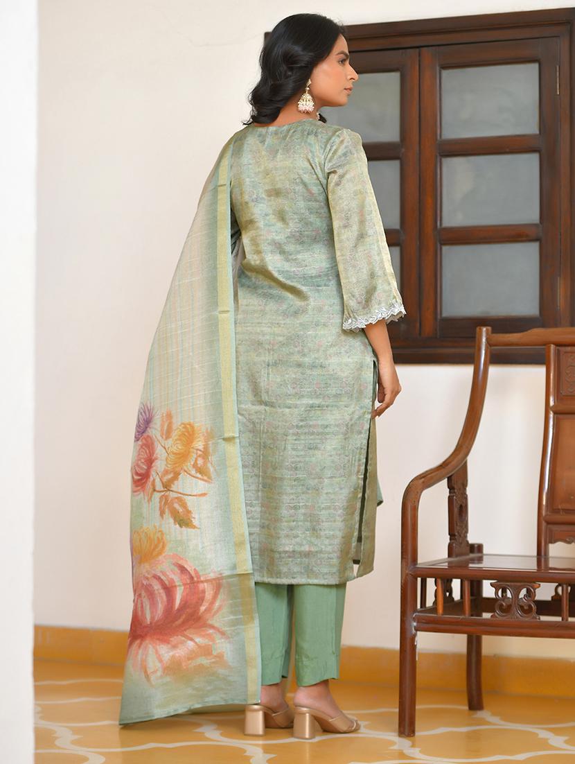 women three quarter sleeve kurta pant with dupatta set - 22068483 - Standard Image - 3