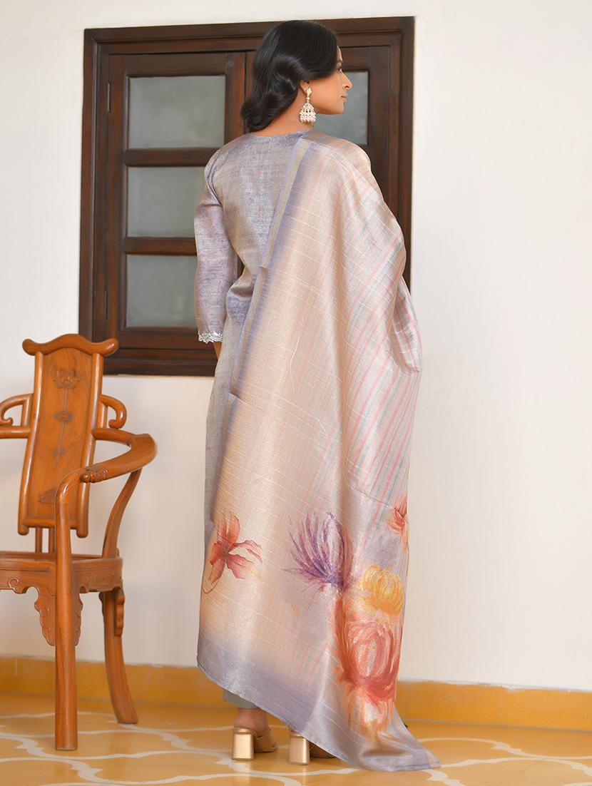 women three quarter sleeve kurta pant with dupatta set - 22068484 - Standard Image - 3