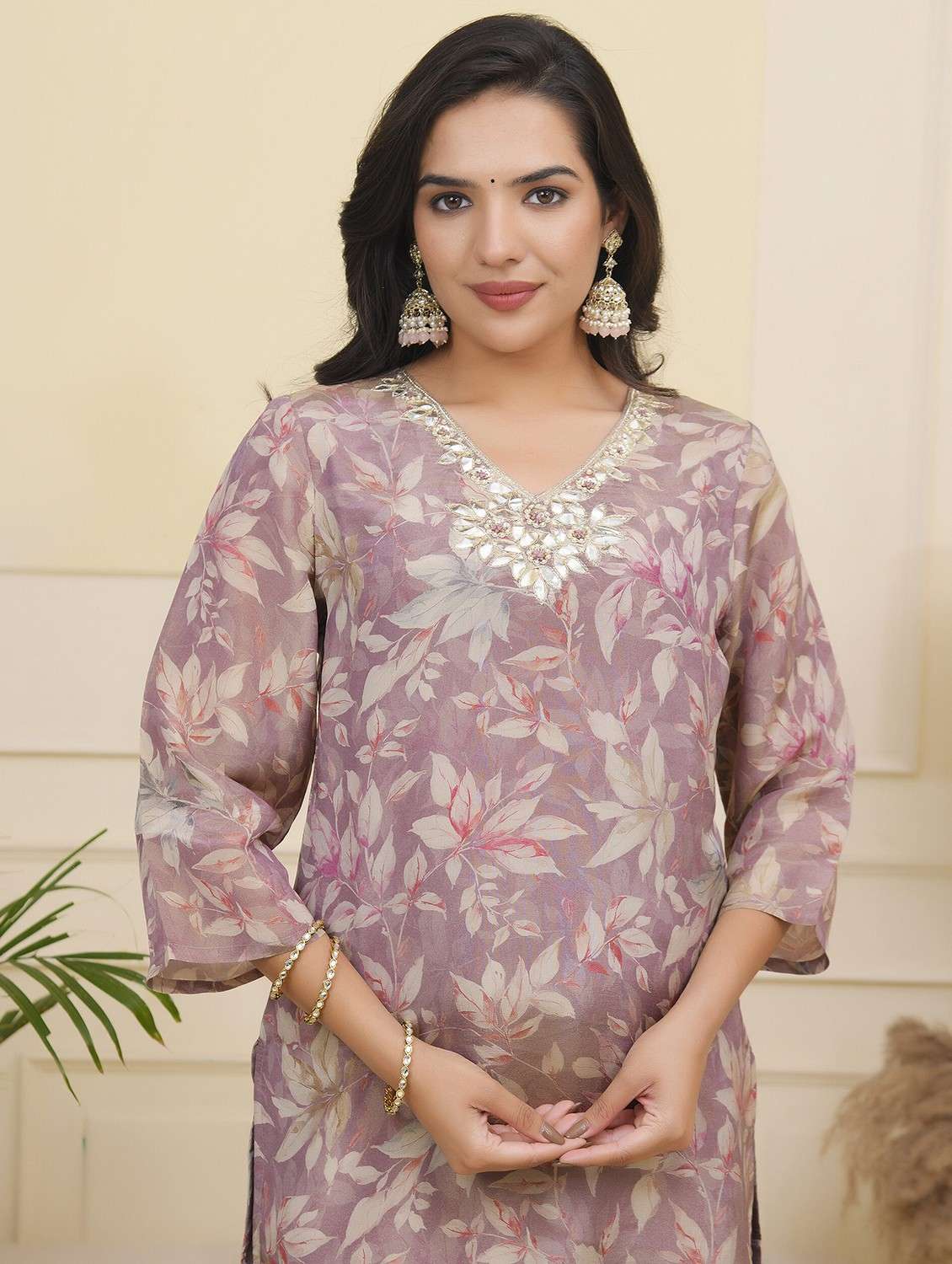 women three quarter sleeve kurta pant with dupatta set - 22068506 - Standard Image - 5