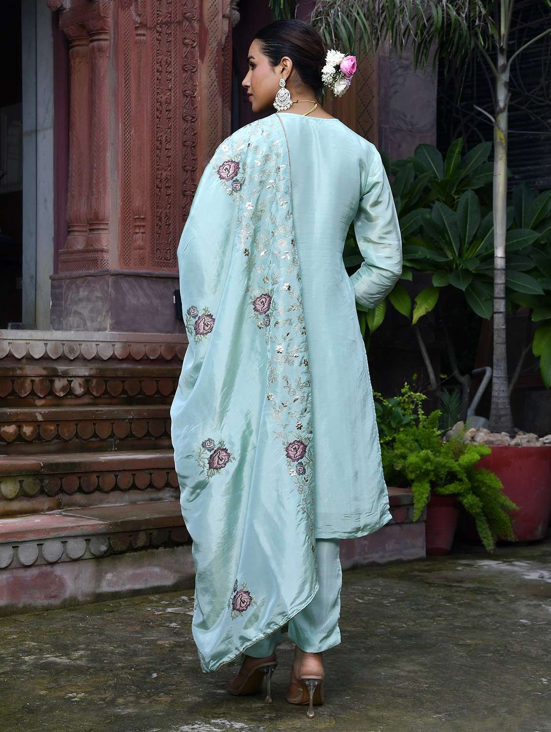 women three quarter sleeve kurta pant with dupatta set - 22068513 -  Standard Image - 3