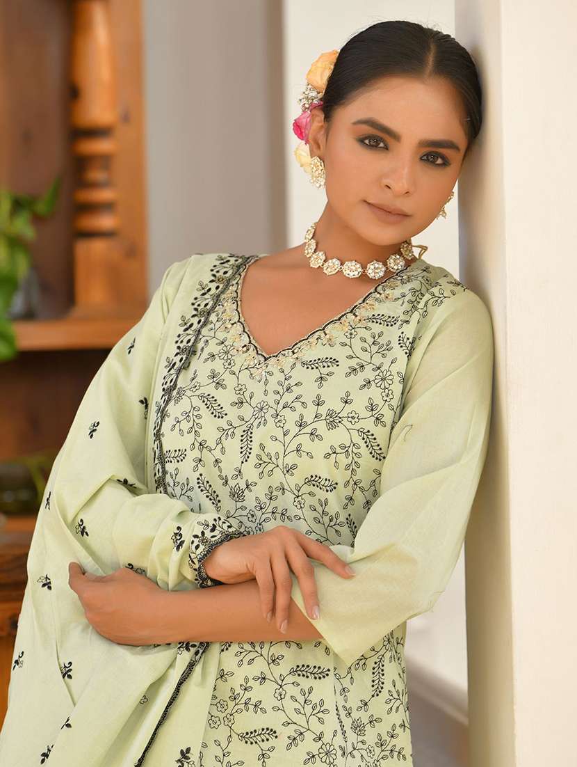 women three quarter sleeve kurta pant with dupatta set - 22068522 - Standard Image - 5