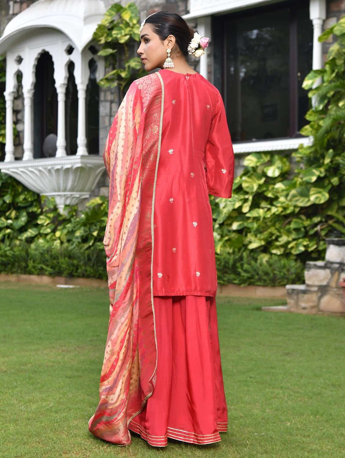 women three quarter sleeve kurta pant with dupatta set - 22068533 - Standard Image - 3