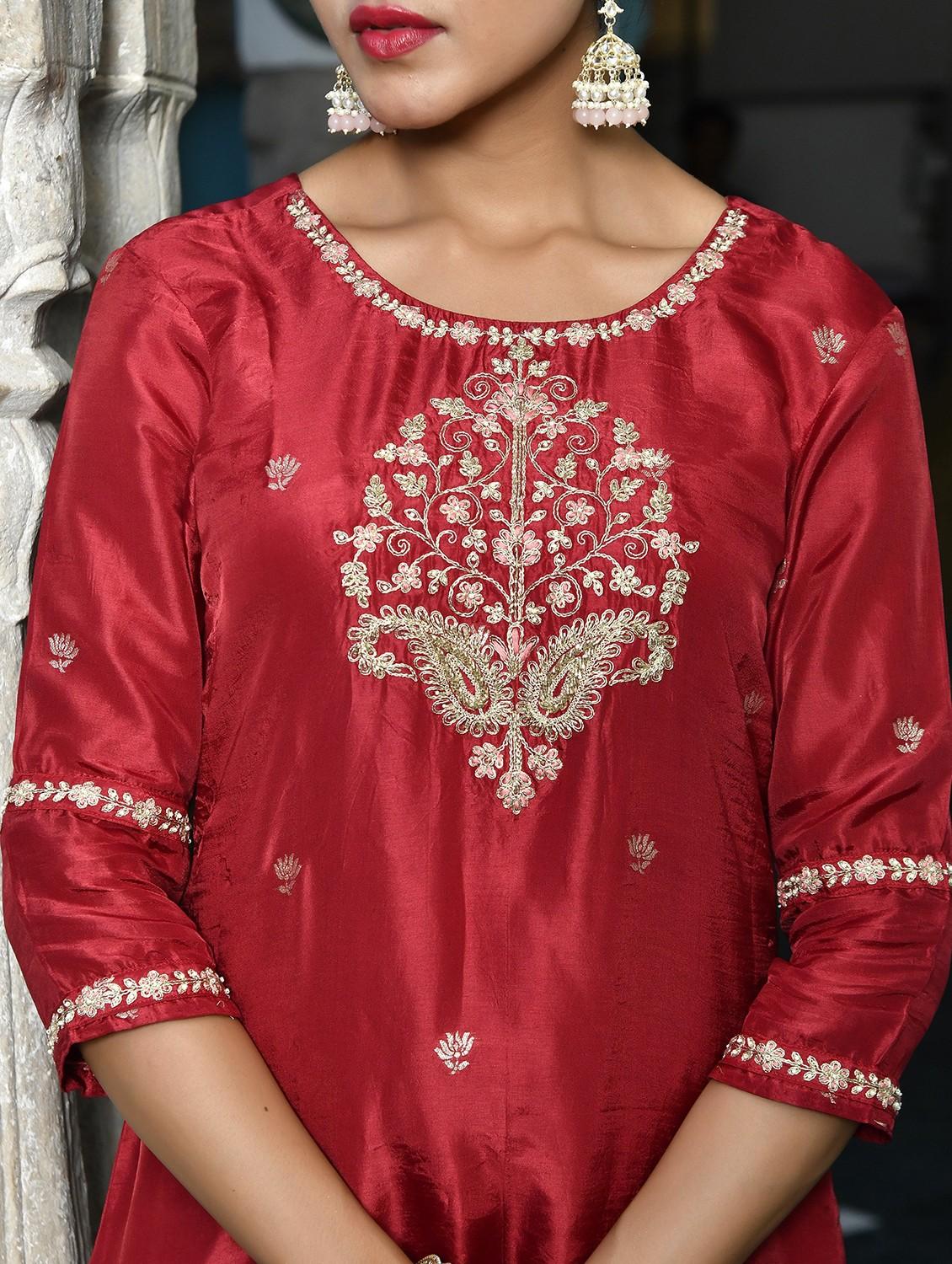 women three quarter sleeve kurta pant with dupatta set - 22068535 - Standard Image - 5