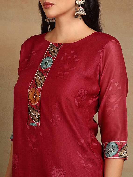 women three quarter sleeve kurta pant with dupatta set - 22068565 - Standard Image - 5
