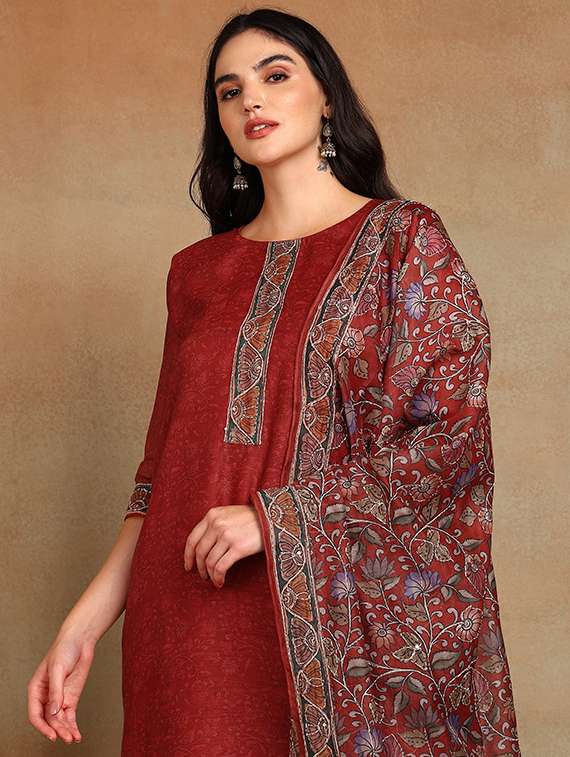 women three quarter sleeve kurta pant with dupatta set - 22068571 - Standard Image - 5