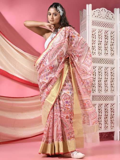 women warli printed handloom saree with blouse - 22068648 - Standard Image - 0