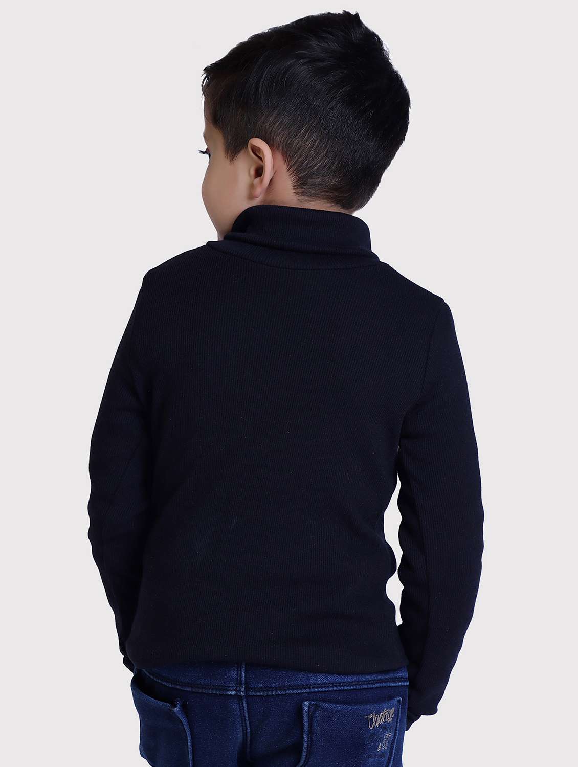 boys solid high neck long sleeve sweater - 22068663 -  Standard Image - 3