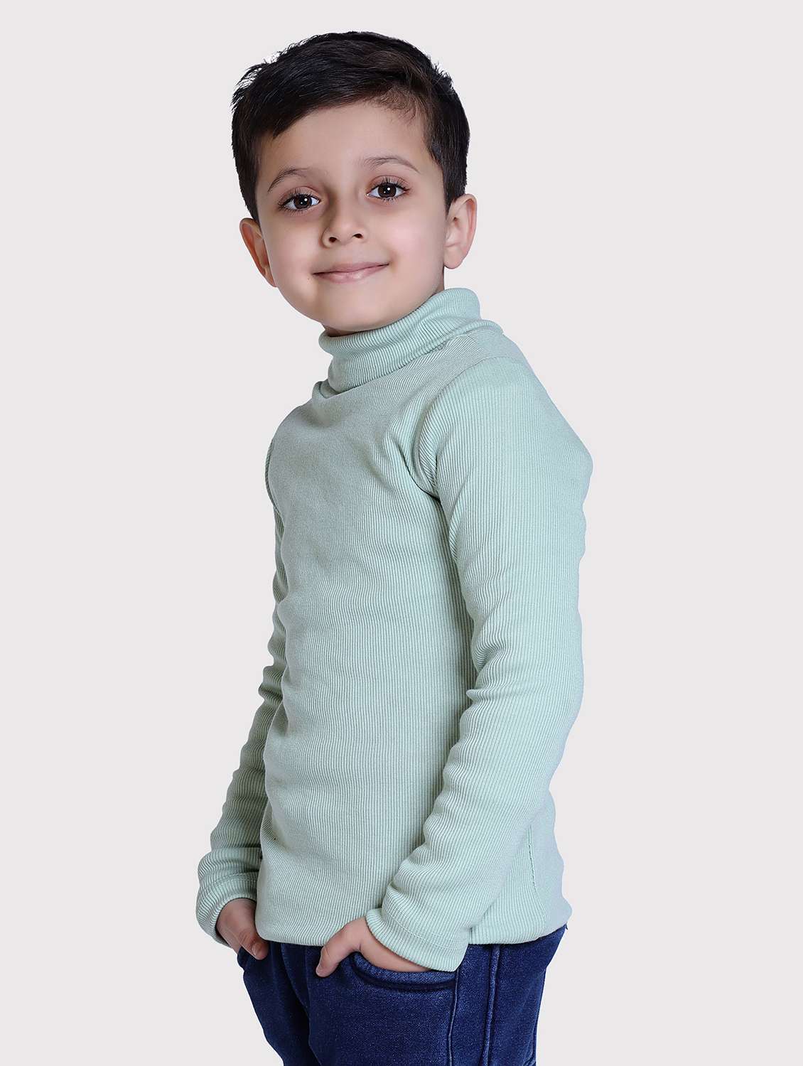 boys solid high neck long sleeve sweater - 22068670 -  Standard Image - 3