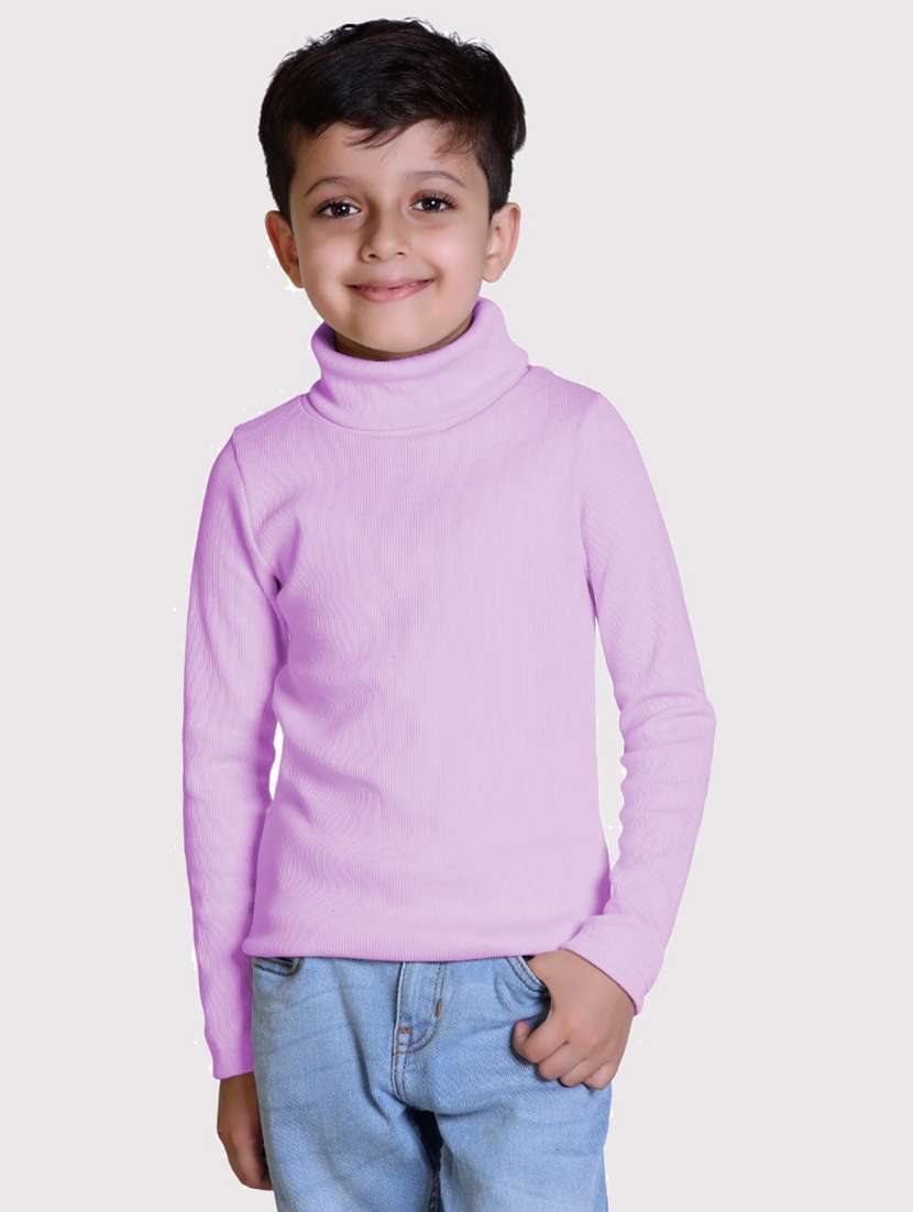 boys solid high neck long sleeve sweater - 22068671 -  Zoom Image - 0
