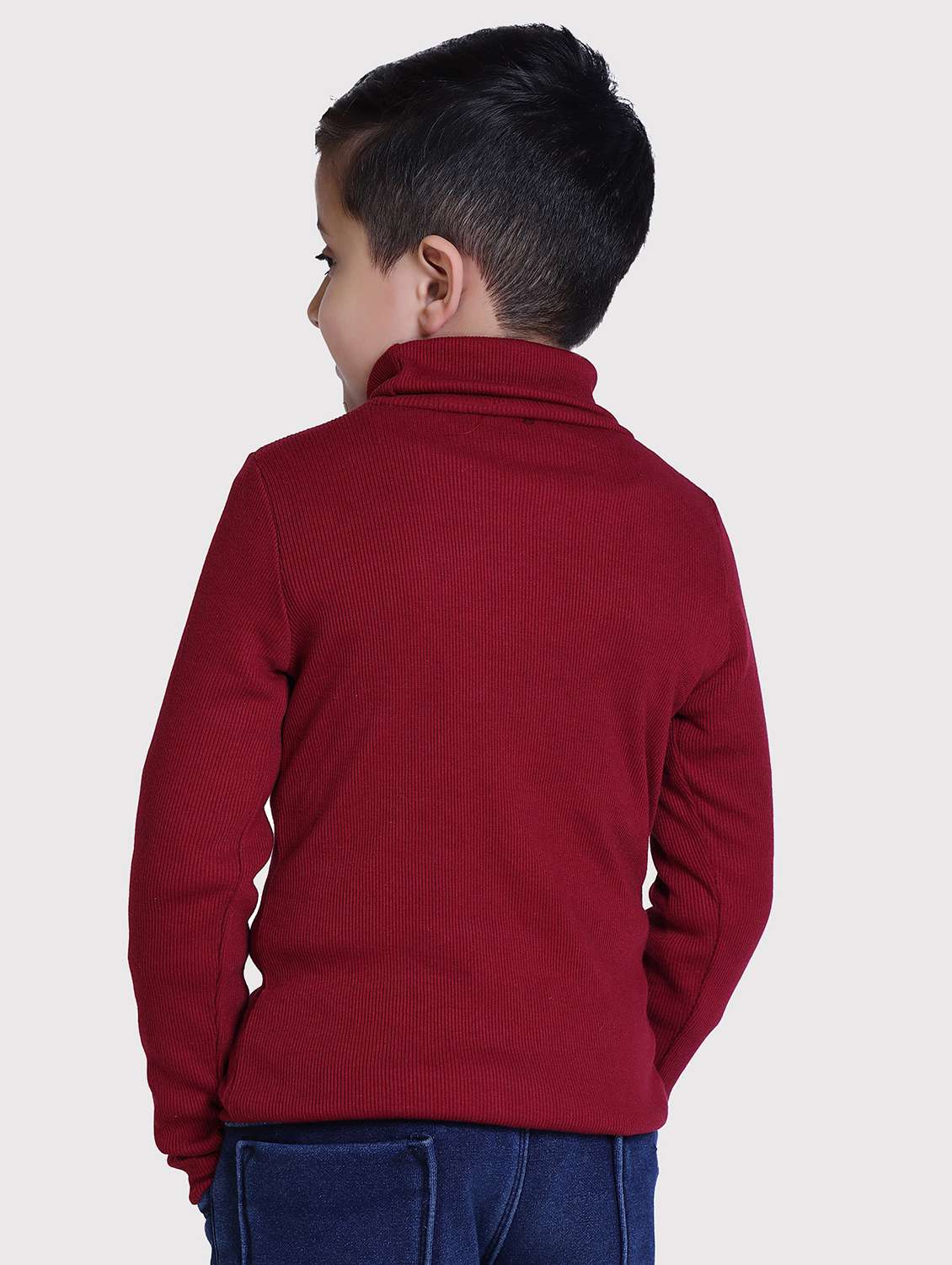 boys solid high neck long sleeve sweater - 22068699 -  Standard Image - 3